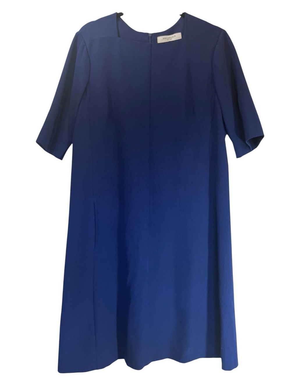 MM Lafleur Blue Short Sleeve Career Sheath Dress Size 14 Pockets